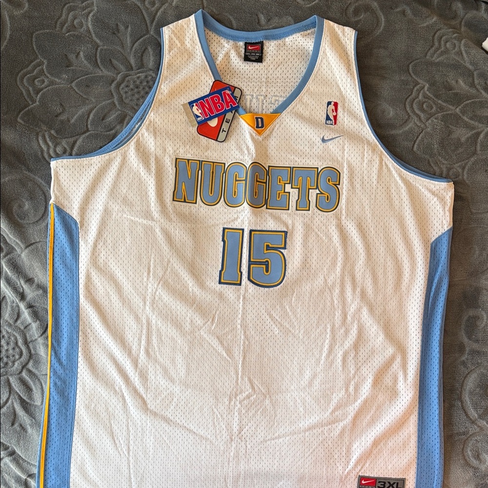 Nike Nuggets White and Light Blue Jersey